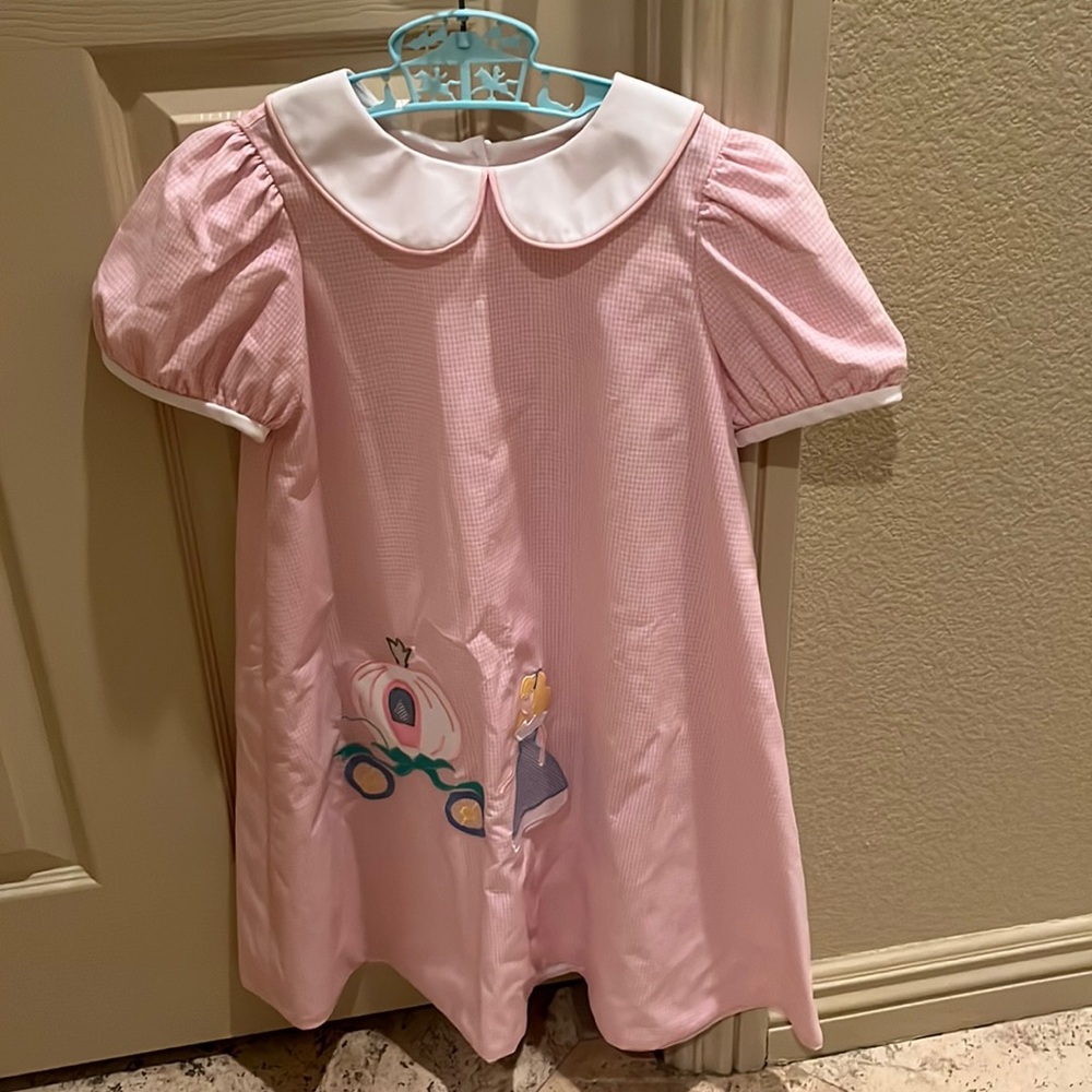 Girls pink gingham smocked dress